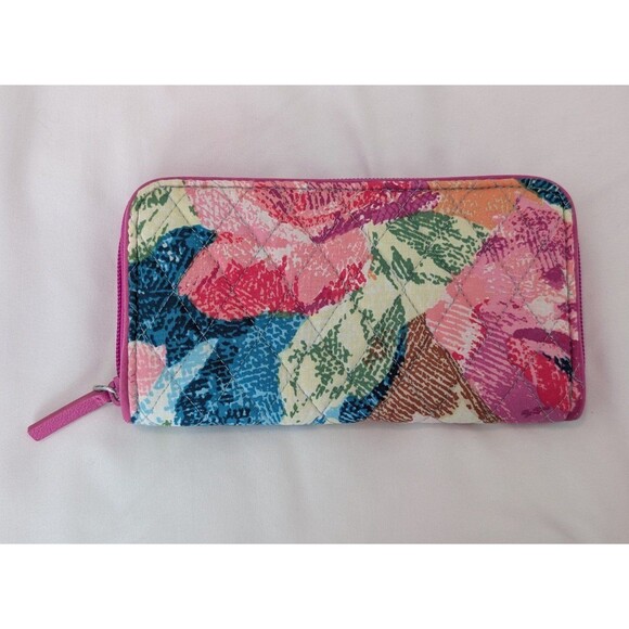 Vera Bradley Pink Blue Floral Superbloom Zip Closure Wallet - Picture 3 of 8